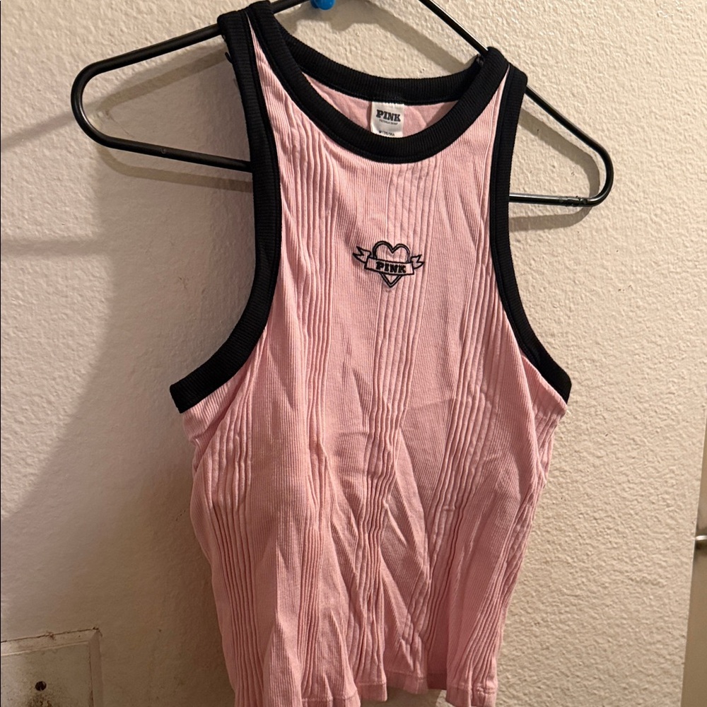 PINK Victoria's Secret Ribbed Tank with Black Edging